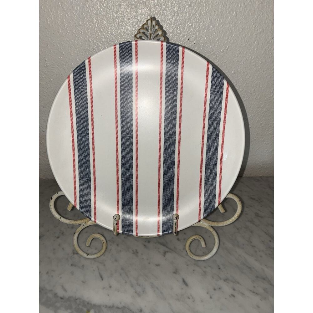 Hearth & Hand Magnolia Melamine Dinner & Salad Plates Set 4 Blue 4 Red White - Picture 2 of 9